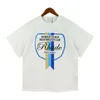 Gömlekler Rhude Yaz Yeni Mektup Baskı Tişörtleri Erkek Kadınlar Gevşek Kısa Kollu Pamuk% 100 Tees Grafik Gömlek