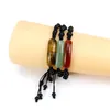 Pulseira de corda trançada feita à mão com pedra natural de ametista para homens e mulheres, nova pulseira trançada colorida fashion ajustável para ioga