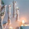 Other Home Decor Decoration Rame Hand Knitted Bedside Tapestry Pendant Wall Hanging Tassel Woven Hanger Drop Delivery Garden Dh4Zq