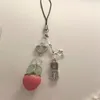 Klapety Strawberry Heart Phone Charm Brelowain Mobilna Fonechain Nana Inspired Stars Pink and Green Beaded Y2K