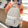 Mochila feminina de náilon de cor sólida à prova d'água para meninas, adolescentes, mochila de viagem, estudantes, kawaii, mochilas