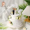 Forniture festive Matrimonio Anniversario Festa Cake Topper Resin Flower Toppers Decorazioni di buon compleanno Articoli promozionali