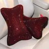 New 2 Pcs Diamond Neck Pillow for Car Driver Auto Seat Headrest Cushion Crystal Rhinestone Rainbow Bling Accessories