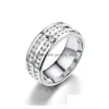 Cluster ringen twee rijen diamanten ring roestvrij stalen band verloving bruiloft vrouwen heren goud mode-sieraden Will en Sandy Drop Deliv Dhnws
