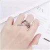 Band Rings Rotatable Charm Adjustable Ring Letter Smile For Women Girls Fashion Fine Jewelry Drop Delivery Dhrb7