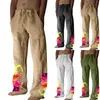 Men's Pants Mens Fashion Casual Cotton And Linen Printed Pocket Lace Up E Motion For Men Sports Trousers