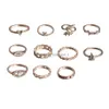 Pierścienie zespołowe 2022 Zestaw pierścienia mody vintage dla kobiet dziewczęta złoto metalowe punk geometryczne puste liście biżuteria palec palec anilos drop de dhgzp