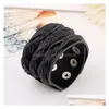 Bangle Weae Rows Braid Leather Cuff Mtilayer Wrap Button Adjustable Bracelet Wristand For Men Women Fashion Jewelry Black Drop Deliv Dhnbx