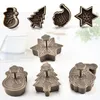 Baking Moulds 4pcs 3D Christmas Cookie Cutters Biscuit Mold Santa Snowman Tree Elk Mould Stamp Xmas Year Party Decor Tools