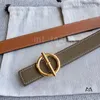 Luxury Designer Belts Womenarmy Green Thin Belt Fashion Gold Letters Copper Buckle 2,4 cm Bredd Real Leather Top High Quality