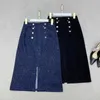 Spódnice Designer 23 jesień/zima dżinsowa podwójna klapa podzielona pół spódnicy dwa kolory Slim Fit