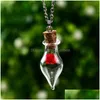 Pendant Necklaces Wishing Bottles Dried Flower Women Glass Necklace Plant Fashion Jewelry Christmas Gift Will And Sandy Drop Deliver Dh2Th