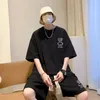 Mens Tracksuits Korean Fashion Men Short Sets Hip Hop Rock Casual Suit Funny Bear Tshirts Shorts 2 Piece Set Summer Tracksuit 230605