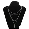 Подвесные ожерелья Mtilayer Juses Cross Gold Chain Chokers Woomen модные украшения Will и песчаные капли поставки Dhbei