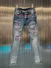 Yırtık delikli tasarımcı erkek kot pantolon, bölünmüş bisiklet kot pantolon, ince uygun motosiklet bisiklet kot pantolon, erkek moda pantolon, hip-hop