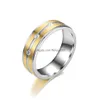 Anelli a fascia Fashion Gold Contrast Color Diamond Ring Stripe Acciaio inossidabile Coppia Fidanzamento Regalo di nozze Will And Sandy Drop Delive Dh3Sc