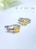 Серьги -грибы модные и роскошные искусственные желтые бриллианты 925 серебро инкрустированы с высокой углеродной универсальным дизайном