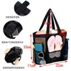 Beach Bags Hollow Mesh Shoulder Portable Travel Wash Bag Fitness Swimming Storage Bag 8 Pockets Beach Bag