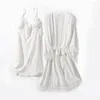 Vêtements de nuit pour femmes 2 pièces ensembles Satin soie dentelle Robe chemise de nuit et dos nu robe de nuit ensemble de pyjamas