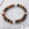 Perline 8Mm Tiger Eye Beads Strand Bracciali Preghiera Chakra Guarigione Meditazione Turchese Natuarl Pietra Yoga Donna Uomo Gioielli Wholesal Dhyox