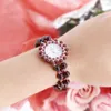 Wristwatches Fashion Jewelry Women Quartz Wrist Watch Wristwatch For Girls Students Gifts Nature Red Garnet