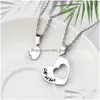 Collane con ciondolo 2 pezzi / set Collana cuore madre figlia Collana in acciaio inossidabile con giunzione incisa lettera amore per le donne ragazze mamma gioielli Dh0Oa