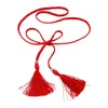 Belts L93F Handmade Bohemian Waist Rope Tassels Decors Braided Belt For Ladies Dress