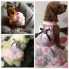 Novo vestido floral para cachorro flores laço princesa cachorrinho roupa vestido cachorro menina cães vestidos roupas para animais de estimação cão guipure vestido suprimentos py0306