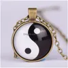 Pendentif Colliers Tai Chi Temps Gemstone Gossip Graph Collier Yin Yang Sier Bronze Verre Cabochon Femmes Hommes Mode Bijoux Drop Del Dhxsq