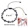 Charm Bracelets 1Pc Classic Blue Evil Eyes Palm Round Glass Beads Bracelet Wishing Elastic Rope Chain For Womens Fashion Jewelry Gif Dhksa