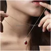 Hanger Kettingen Blauw Rood Diamant Waterdruppel Ketting Rose Gouden Kettingen Vrouwen Kristal Mode-sieraden Gift Will And Sandy Delivery Pe Dhqcb