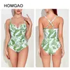 Swim wear HOMGAO Sexy Push Up Womens Swimsuits Large Size Shirred Swimwear Vintage Bodysuit Tummy Control Bathing Suits L4XL 230605