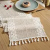 Table Runner Widening Stitching Pastoral Crochet Knitting Hollow Table Cloth Lace Tassel Table Runner for Dining Wedding Party Decoration 230605