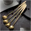 Spoons Stainless Steel Flower Heart Long Handle Cocktail Stirring Spoon Ice Cream Coffee Home Bar Flatware Tools Drop Ship Delivery Dhiwb