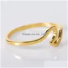 Полоса Rings 2021 Wave Alloy Sier Ring Charms Charms Rose Gold