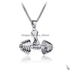 Pendant Necklaces Sport Hand Weight Lifting Dumbbell Necklace Retro Stainless Steel Chains Hip Hop Fashion Jewelry Will And Sandy Dr Dhhmb