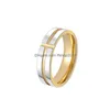 Band Rings Contrast Color Cross Stainless Steel Couple Ring Blue Gold Glossy For Women Men Fashion Jewelry Will And Sandy Gift Drop D Dh23C