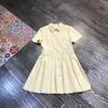 Basic & Casual Dresses Designer Fashion Dress 2023 New Polo Collar Contrast Waist Fold Show Thin Short Skirt 25KS