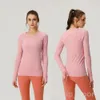 Lu Align Lu Yoga Long Sleeve Woman Tshirt Tight Sport Swiftly TechフルストレッチトレーニングTシャツ高弾性ジムトップ人気スピードスピードティーガール