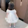 Vestidos de niña Vestido de fiesta para niñas Verano Princesa elegante Linda Margarita Cuello de barco Hombros descubiertos 2-9 años Ropa de cumpleaños para niños