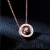 Fashion New Womens Luxury Designer Necklace Pendant Japan and South Korea Selling Simple Versatile Net Red Double Ring Roman Diamond Transfer Bead Rose Gold Short