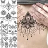 Temporäre Tattoos Lotus Henna Mandala Brust für Frauen Underboob Erwachsene Schmetterling Schildkröte Löwe Fake Tattoo Sexy wasserdichte Tatoos 230606