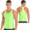 Hommes mâle brillant débardeur couleur unie maillot de corps Gym sport Fitness vêtements sans manches gilet T-shirt vêtements de sport homme