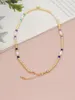 Łańcuchy jastyt biżuteria kolorowy kryształowy naturalny słodkowodna perła alfabet A-z koraliki letni chok złoty łańcuch boho naszyjnik