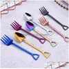 Forks Soid Spade Spoon Fork Food Grade Stainless Steel Coffee Stirring Spoons Home Kitchen Dining Flatware Drop Delivery Garden Bar Dhr4B