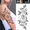 Tillfälliga tatueringar sexig svart blomma för kvinnor lår män arm ärm rose realistiska falska 3d tatoos underarm tatuering klistermärken 230606