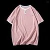 T-shirts pour hommes rose hommes chemise été coton tout match plaine T-Shirts hommes à manches courtes col rond ample grande taille drôle