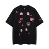 Streetwear T-shirts Heart Devil Print Round Neck Short Sleeve Loose Top for Men and Women