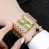 Нарученные часы модный усовершенствованный дизайн женский watch золотые роскошные подарочные наручные часы женщины из нержавеющей стали прямоугольники бриллианты серебристые женщины