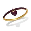 Bangle FLOLA Luxury CZ Crystal Fuchsia Heart Bangles for Women Copper Gold Plated Hoops Buckle Bangles Dainty Jewelry Gifts brta19 230606